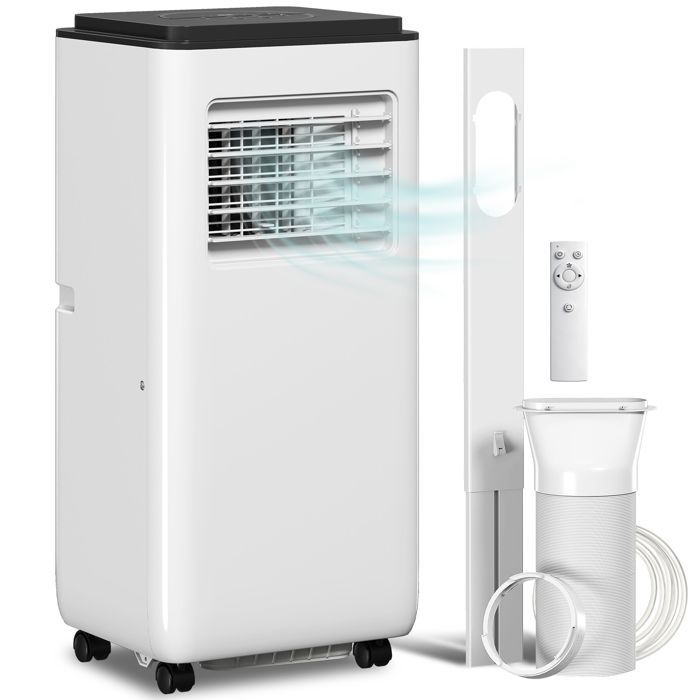 Aire acondicionado portátil - HOMCOM - 9000 BTU - Refrigeración, deshumidificación, ventilador, automático, modo nocturno - ABS - 33x28x70,4cm - Blanco