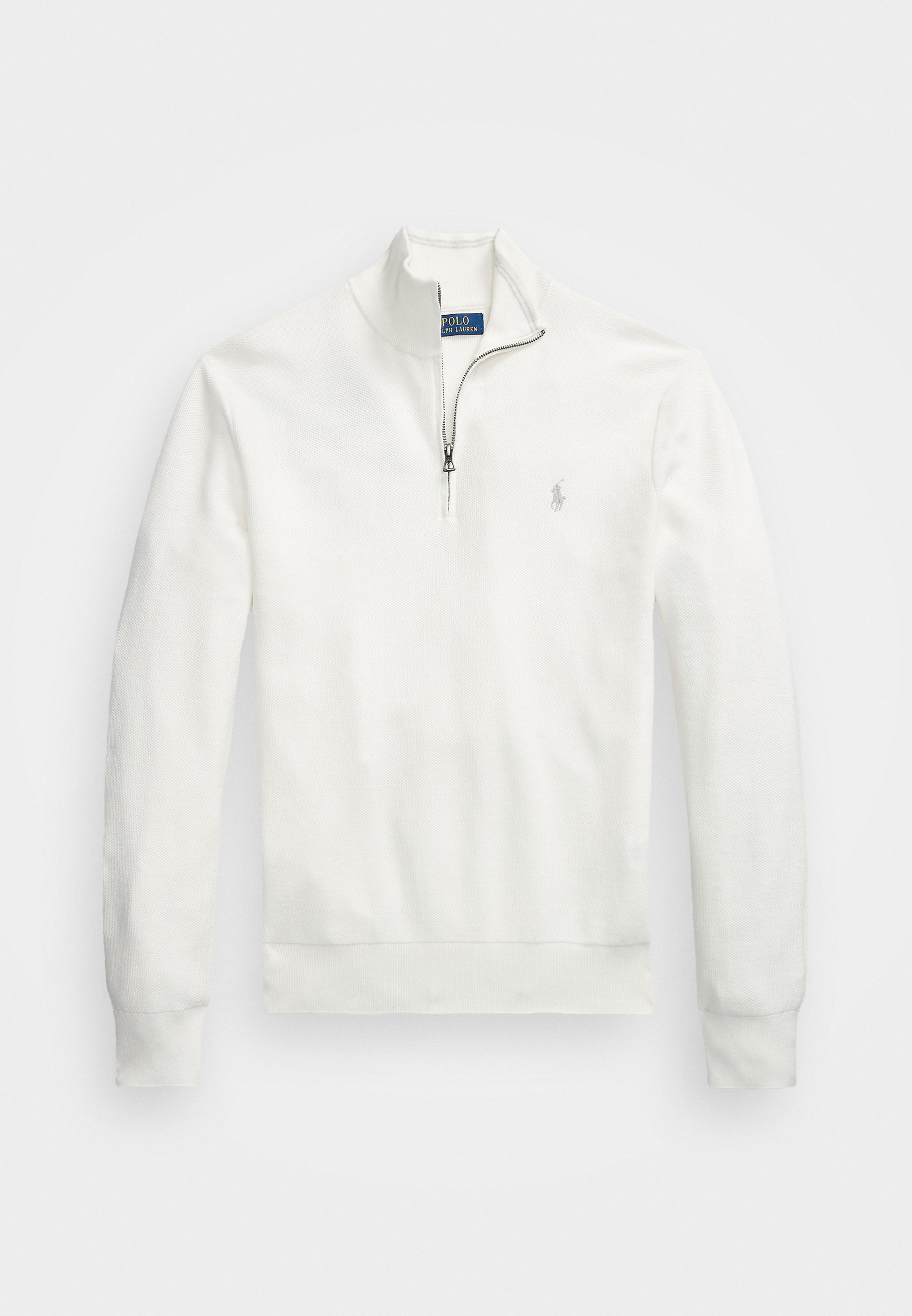 Polo Ralph Lauren gebreide katoenen trui met kwartrits - Trui - deckwash wit