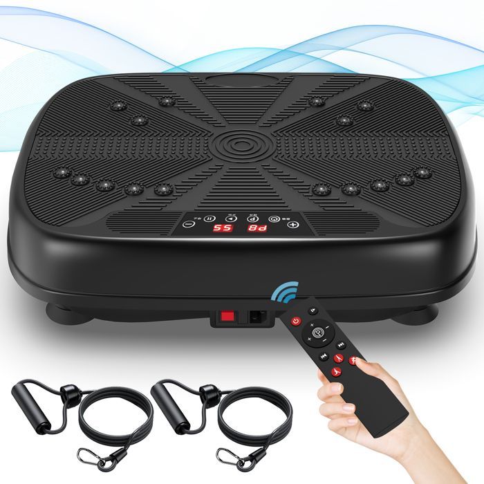 ROLIPO vibratieplatform, fitness, weerstandsbanden, instelbare snelheid 1-99, thuistraining, 45x35x12,7 cm