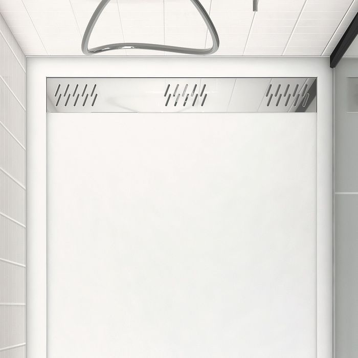 Plato de ducha de acrílico blanco de 80x120x4 cm - Rejilla lineal cromada - BLANQUEAMIENTO II