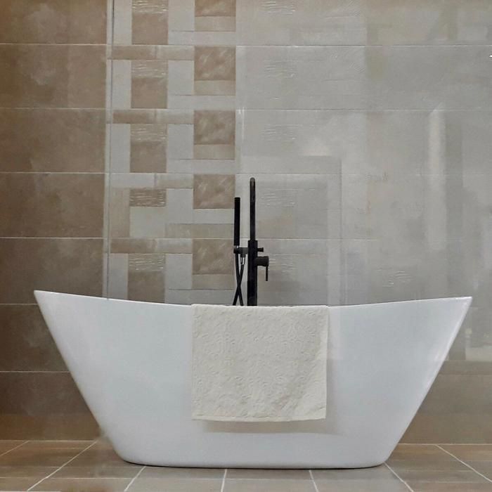 BRIGHTON 170 cm freistehende Designer-Badewanne, inklusive Ablaufgarnitur, Schwarz