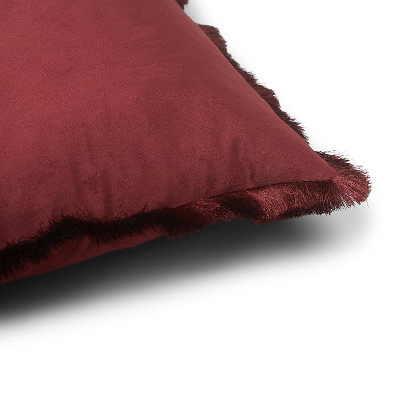 Kuddfodral 45x45 cm med fransar vinröd