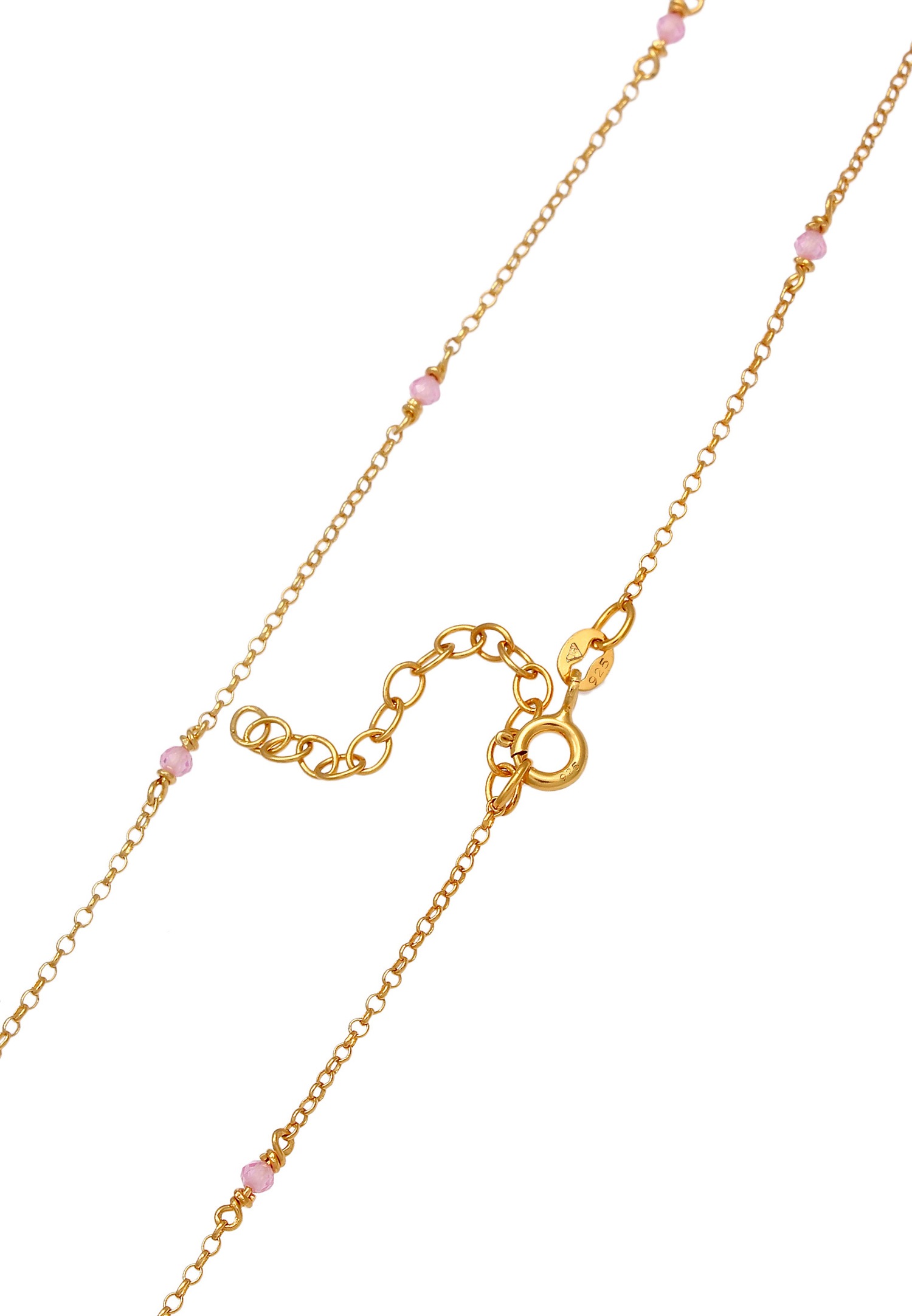 Elli Tendance Filigrane du collier pour dames avec des perles de quartz rose en argent sterling plaqué or 925