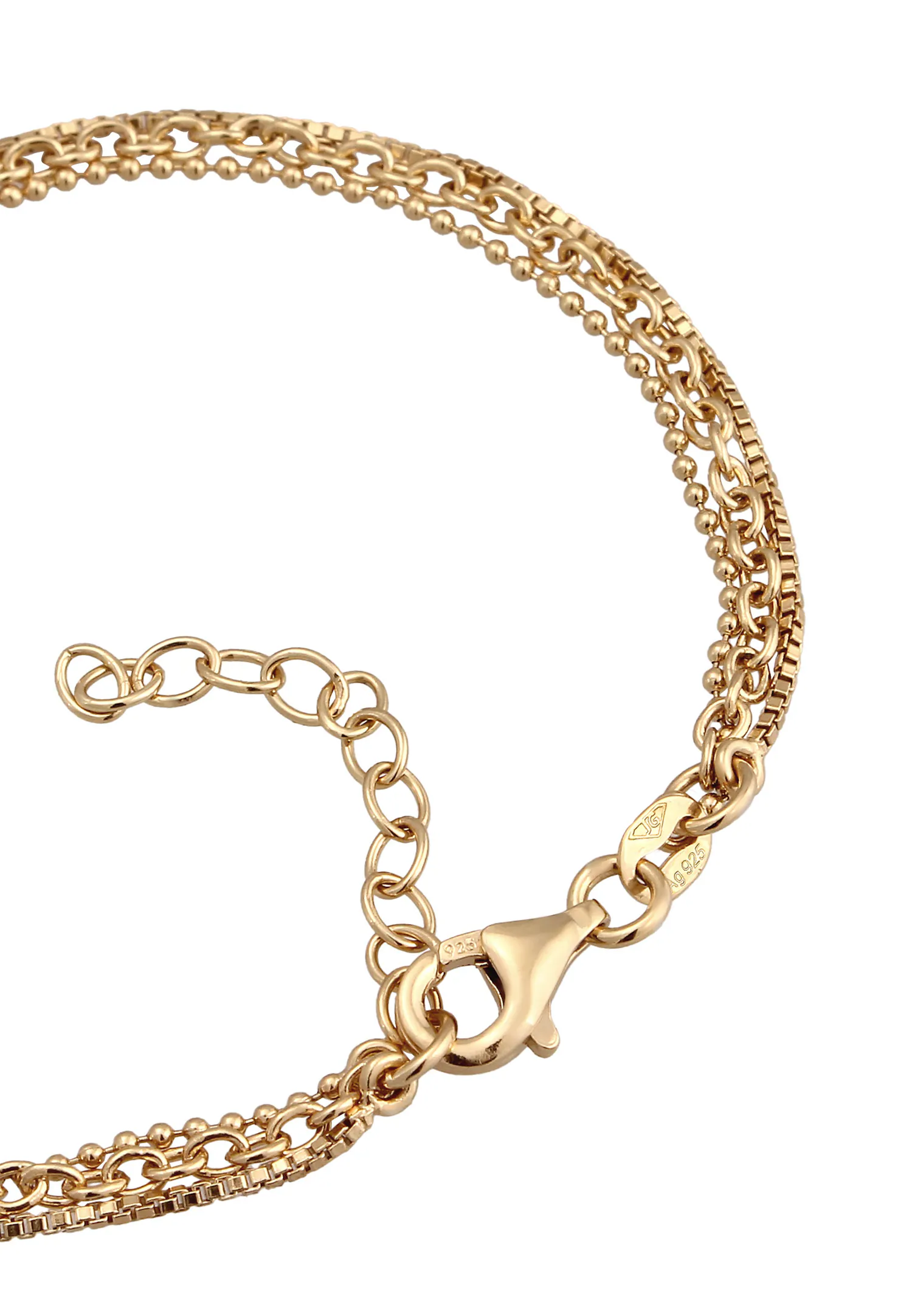 Elli Elli Bracelet Femmes Chaîne vénitienne Argent Sterling 925 Plaqué Or Layerlook Or 16 cm