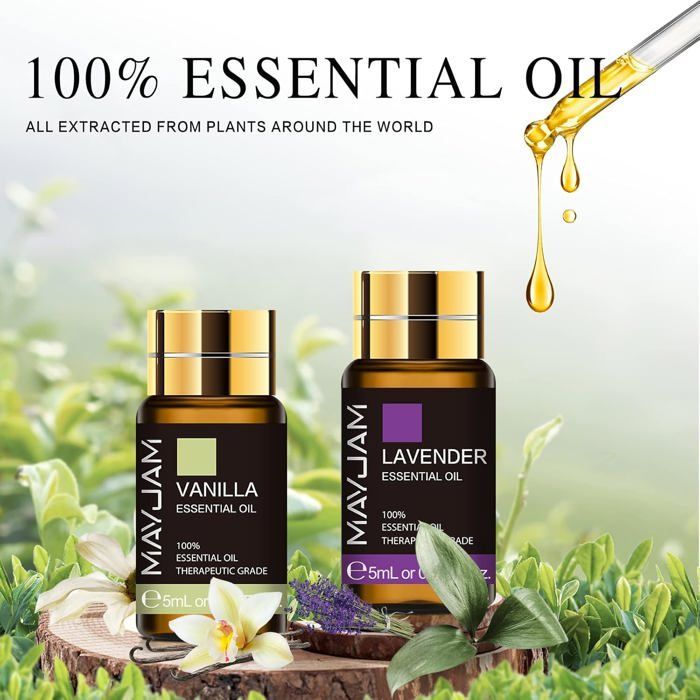 Set de aceites esenciales para aromaterapia: jazmín, eucalipto, vainilla, menta, sándalo, perfumados, 35 piezas.