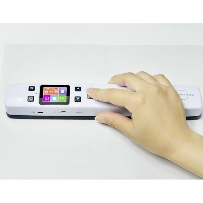 Scanner Portable 1050DPI Sans Fil LCD iScan Handyscan Document Photo -Blanc