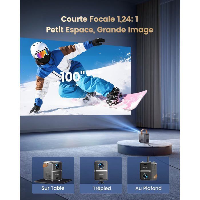 ZOKKO 4K draagbare projector - 4K UHD-resolutie - Ingebouwde Netflix-compatibiliteit - 800 ANSI lumen helderheid
