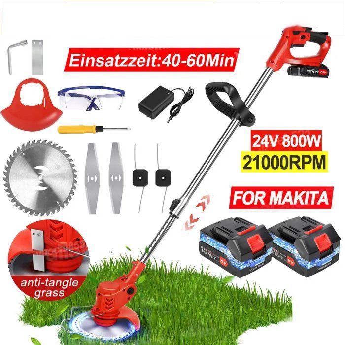Débroussailleuse sans fil 24V - L'Essentiel - 2 batteries - Capot de protection - Léger 3.2 kg
