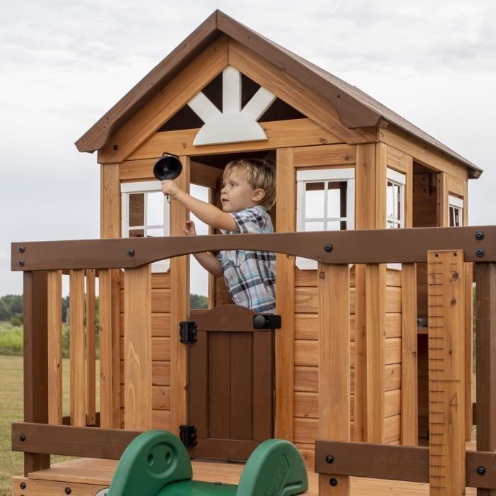 Casetta da gioco in legno su palafitte con scivolo e accessori - Backyard Discovery Echo Heights