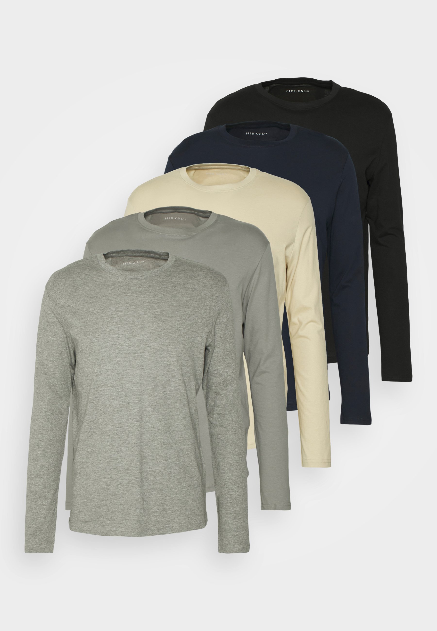 Lot de 5 hauts à manches longues Pier One - noir/bleu foncé/pierre