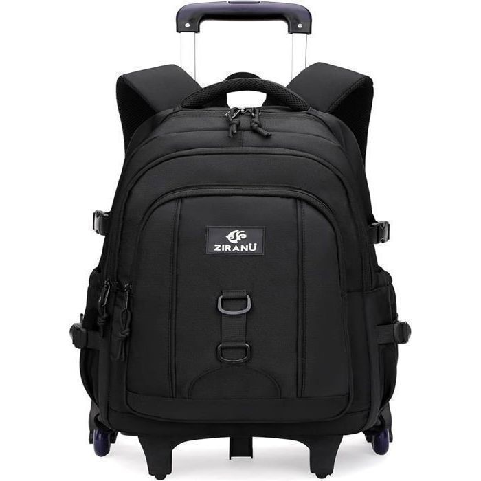 Back to School Backpack with Wheels for Boys - MEGAWISE - Plain - Waterproof Nylon - Black
