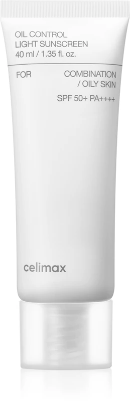 Protetor solar Celimax Oil Control Light FPS 50+ para pele oleosa e mista.