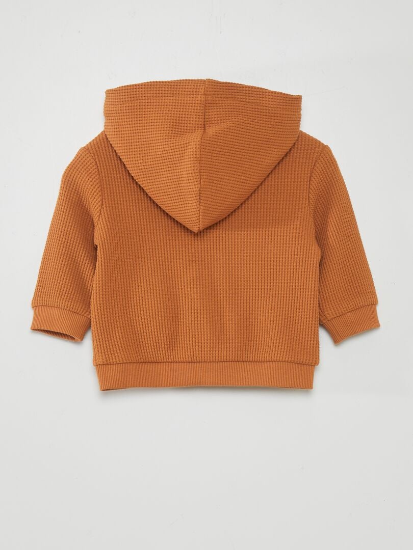 Hoodie met honingraatprint - ORANJE