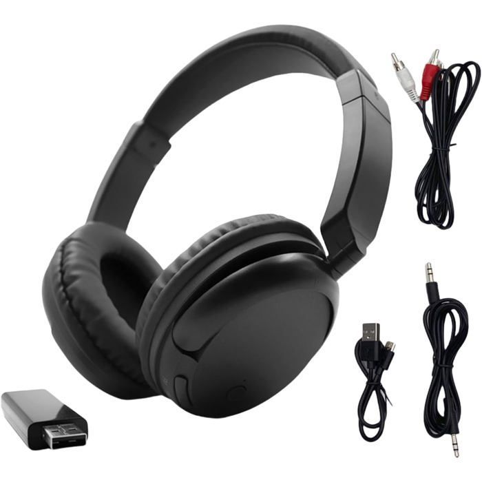 Wireless TV Headphones, Comfort Over-Ear RF Headphones with FM Radio for Adults and Seniors, Lightweight HiFi Stereo Headphones with Bass