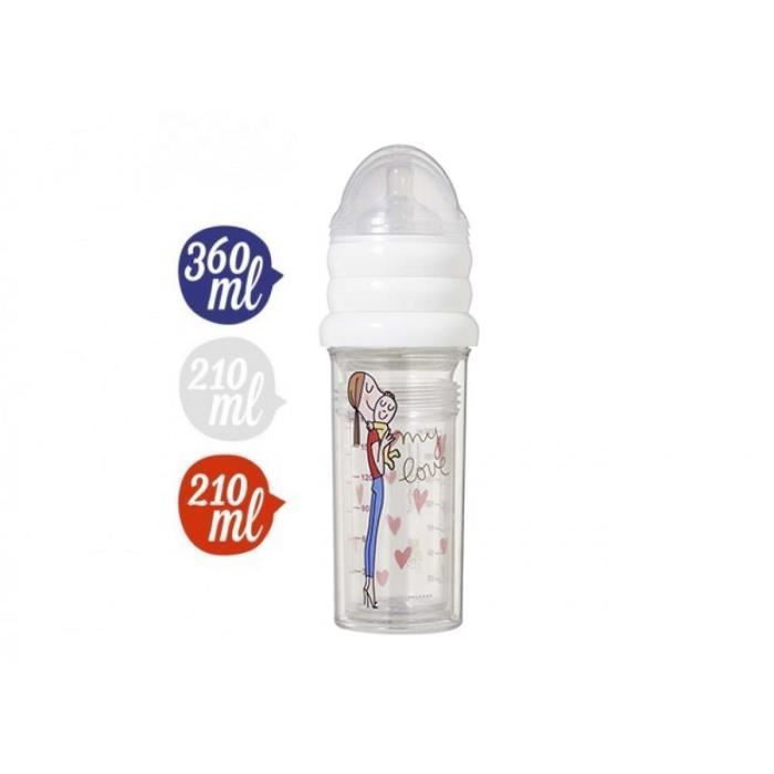 Set de 3 biberons français - LE BIBERON FRANCAIS - 360ml + 210ml - My love illustré by Soledad