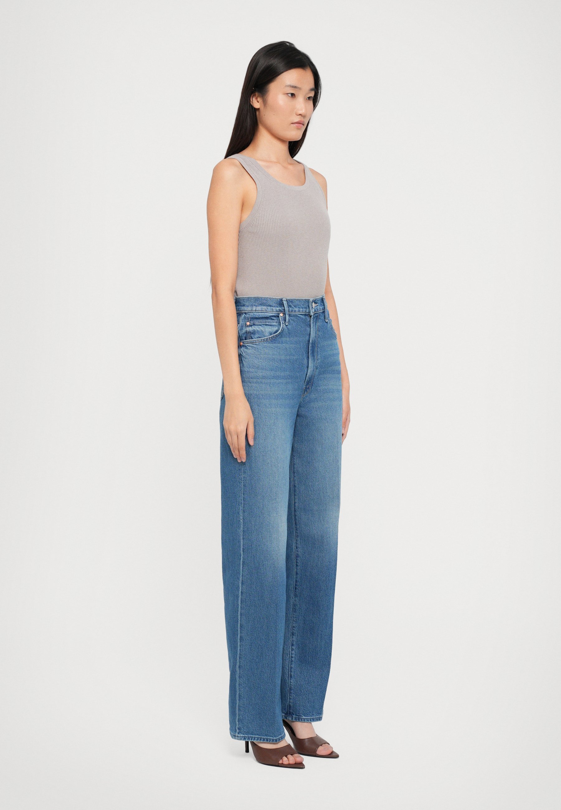 Jeans Mother HI WAISTED TUNNEL VISION SNEAK SUPERIOR a gamba dritta - denim blu