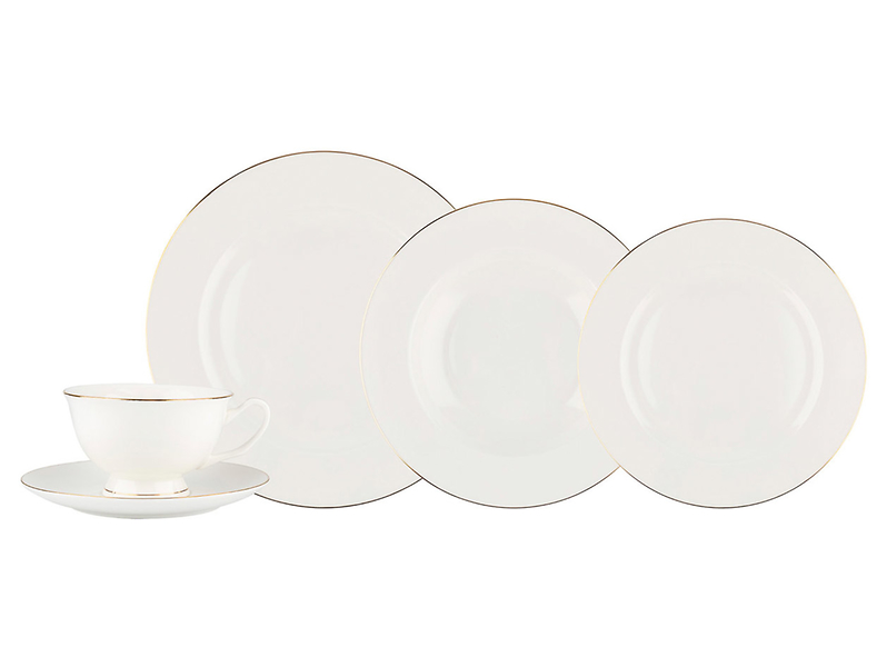 Komplet obiadowy 30 el. porcelanowy Valetina biało-złoty