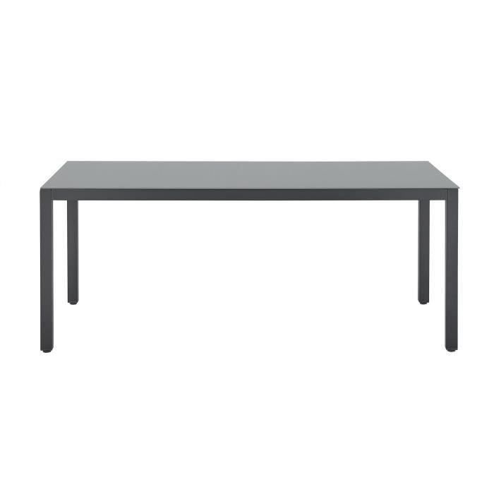Conjunto de comedor de jardín: mesa de 180 cm + 8 sillas - Estructura de aluminio - Tablero de cristal templado - Gris