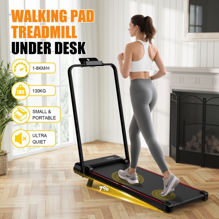 Tapis roulant pieghevole - DSKEUZEEW - 4 in 1 - Inclinazione 7% - Velocità 1-8 km/h - Motore 2,5 HP