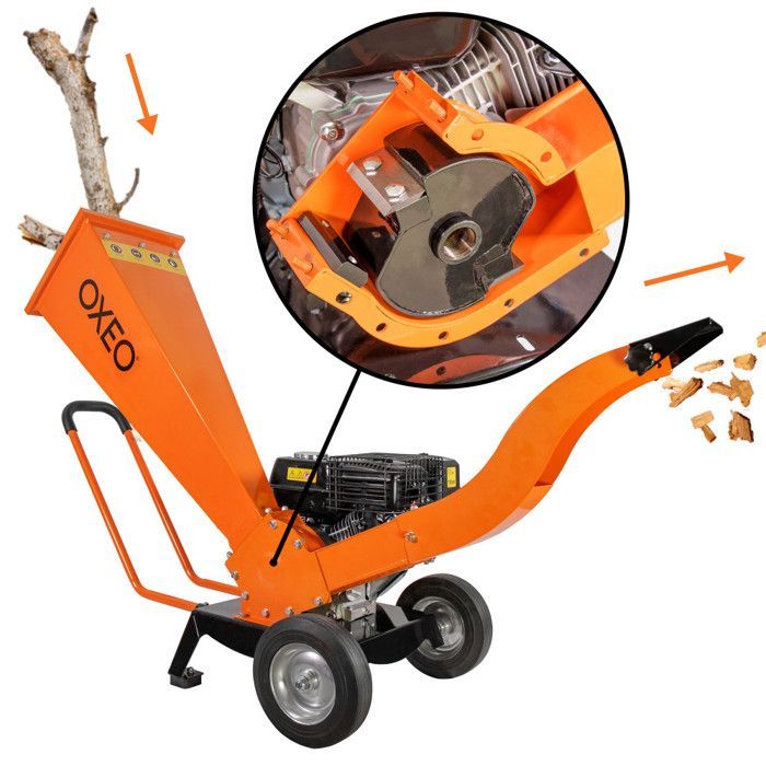 Trituradora de madera a gasolina de 7 CV - Ramas de hasta 6,5 cm de diámetro - Trituradora de madera a gasolina - Motor de 4 tiempos y 212 cc - Potente