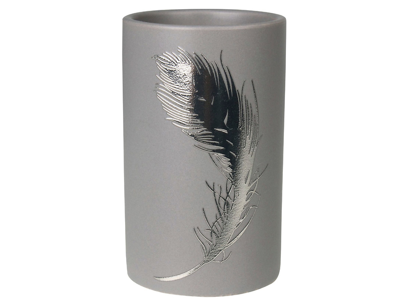 Kubek na szczoteczki do zębów ceramiczny Piume szary