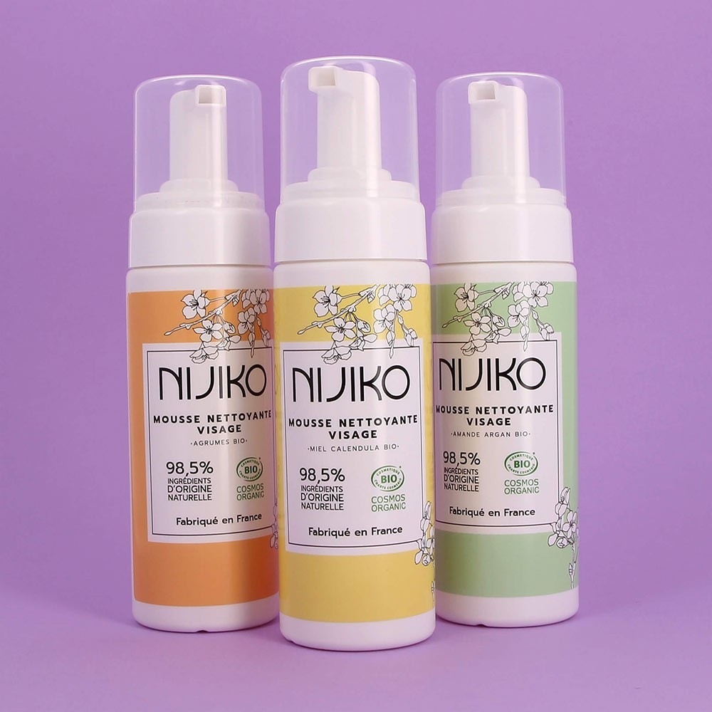 NIJIKO Mousse Nettoyante Visage Bio pour Peau Sèche