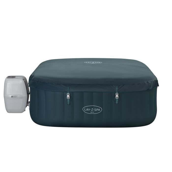 BESTWAY Aufblasbarer Whirlpool – Lay-Z-Spa Ibiza – 140 Luftdüsen – 180 x 180 x 66 cm – Kapazität für 4 bis 6 Personen – Quadratisches Design + Aquascan-Vakuum