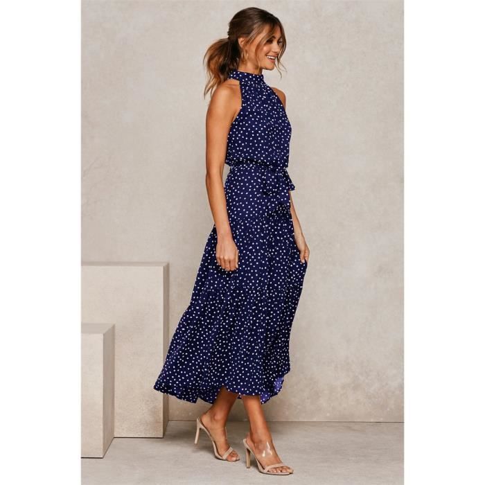 Vestido largo de playa sexy para mujer, talla grande, color azul.