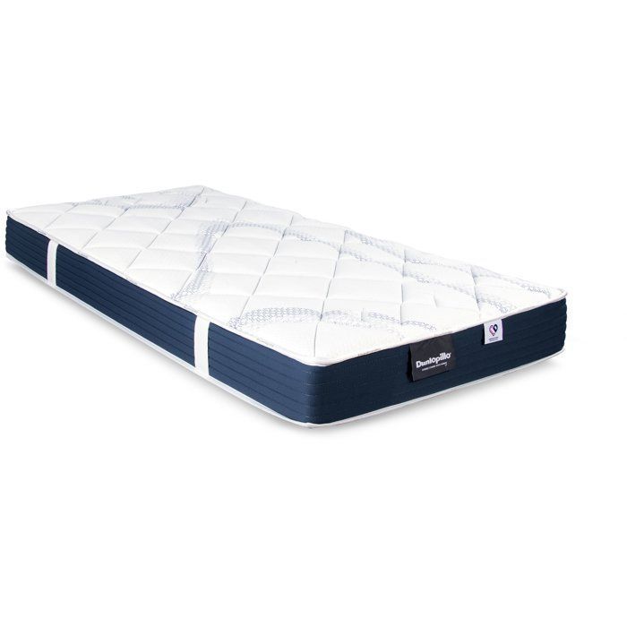 Conjunto de colchón y base de cama DUNLOPILLO de 90x190 cm - 18 cm de altura - Espuma aireada - Soporte firme - Fabricado en Francia
