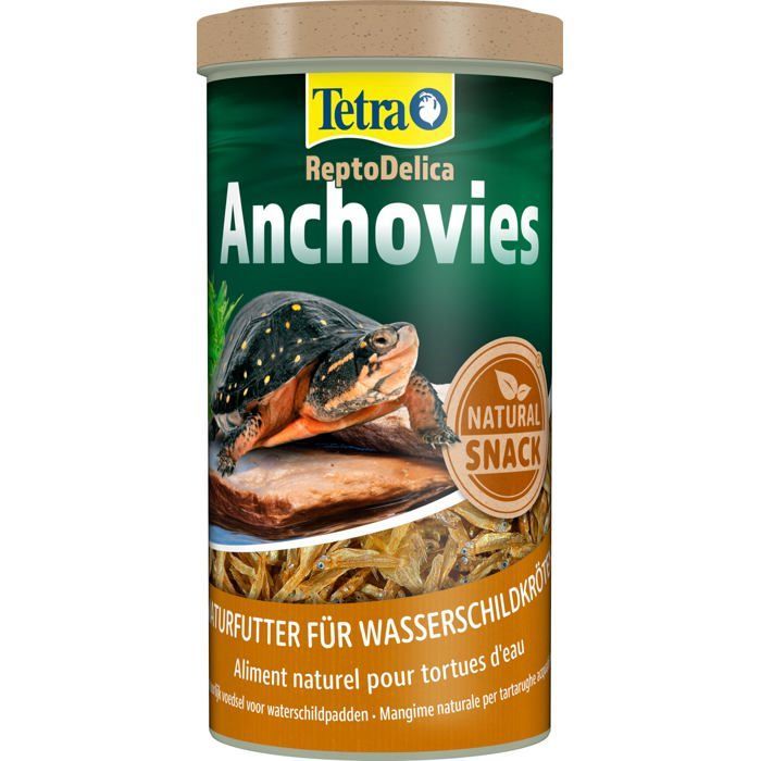 Alimento para tortugas acuáticas Tetra - Anchoas deshidratadas - 1 L - 68 % de proteína - Natural - Sin alérgenos - Gránulos XL