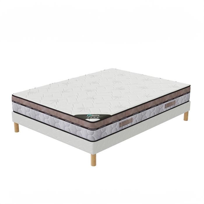 NATURA Bed Base + Mattress Set 160x200 cm | Height 22cm | Memory Foam | 3D Technology | Optimized Ventilation