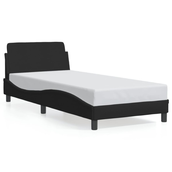 Łóżko tapicerowane rama łóżka ze stelażem do sypialni czarne 80x200cm
