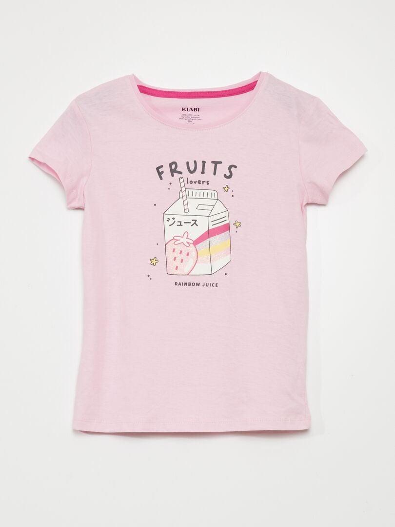 Pyjamaset - T-shirt + korte broek - 2-delig - ROZE