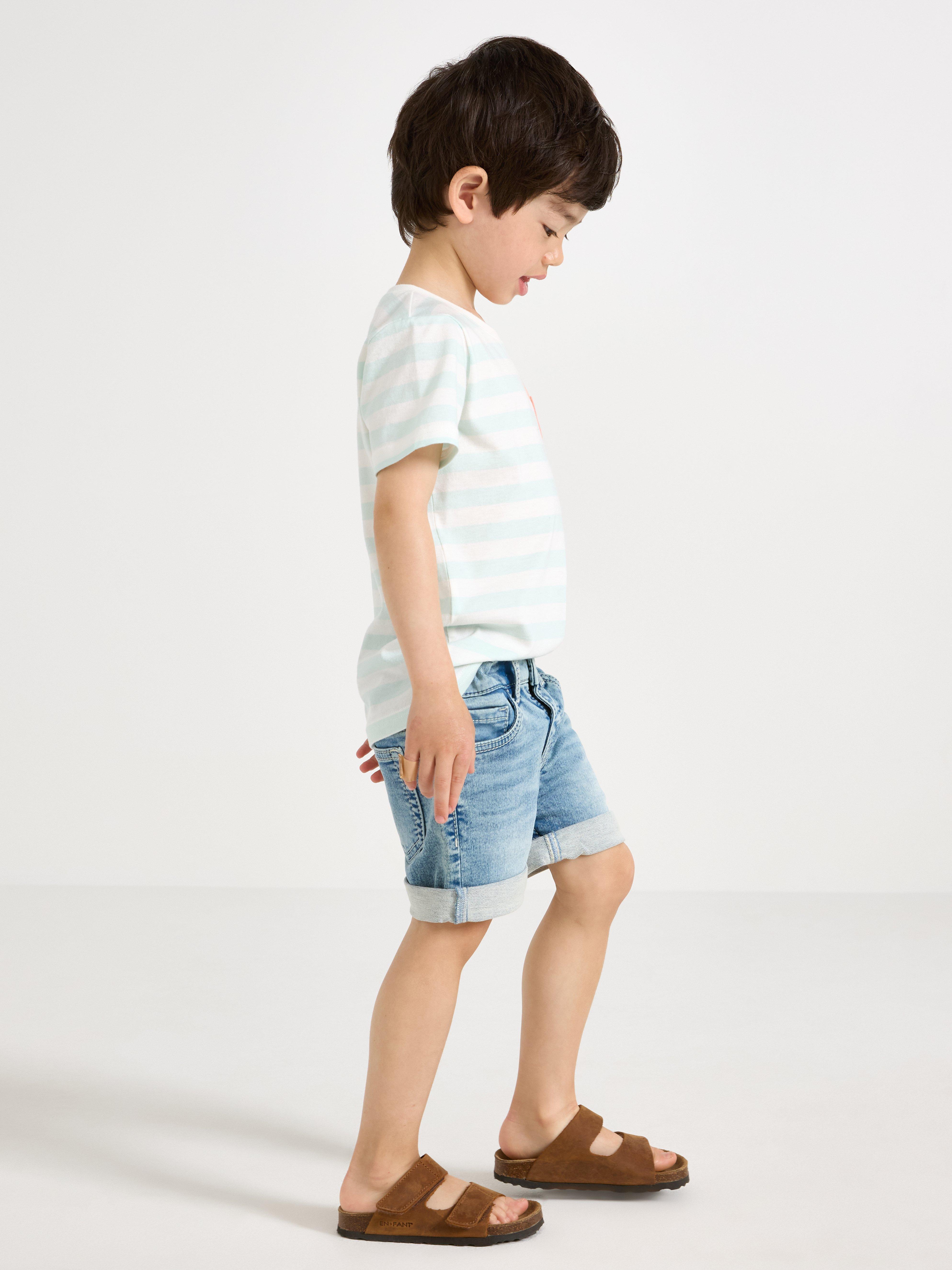 Pantaloni scurți din denim cu croială dreaptă, cu denim ușor super elastic