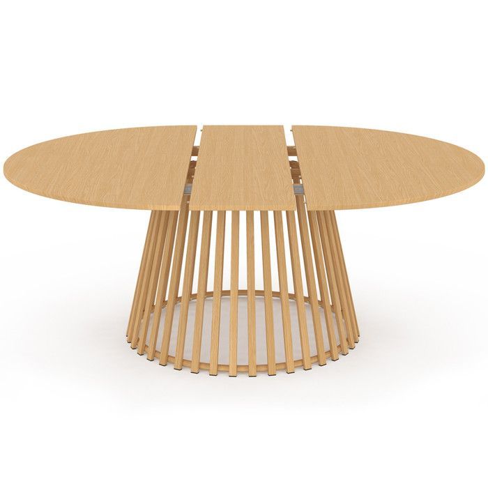 Table de jardin ronde SOLAL extensible 160-200 CM 6-10 personnes avec pied lattes en métal effet bois