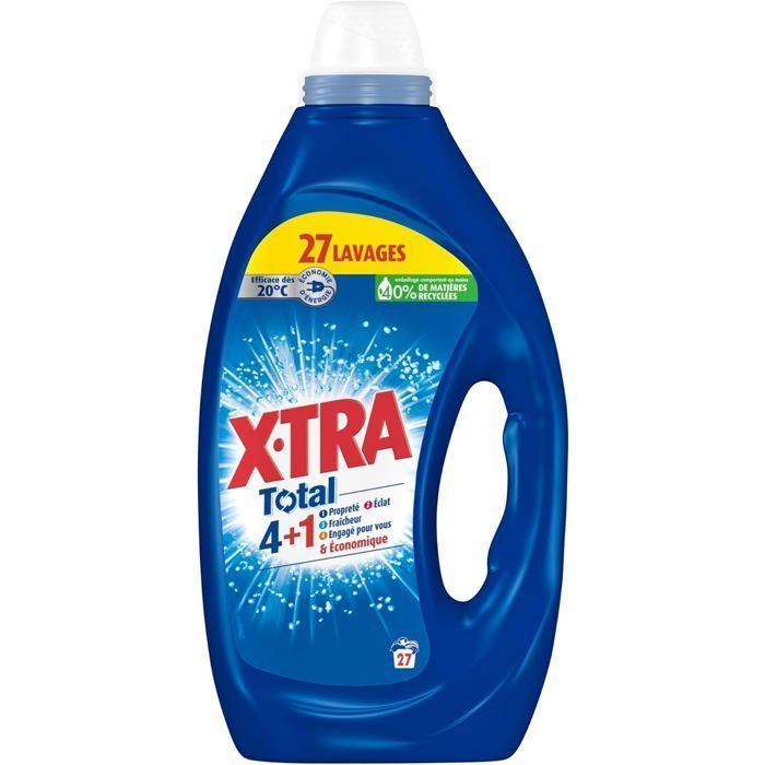 Detersivo liquido per bucato - XTRA Total - Confezione da 3 - Pulizia - Brillantezza - Freschezza - 27 lavaggi