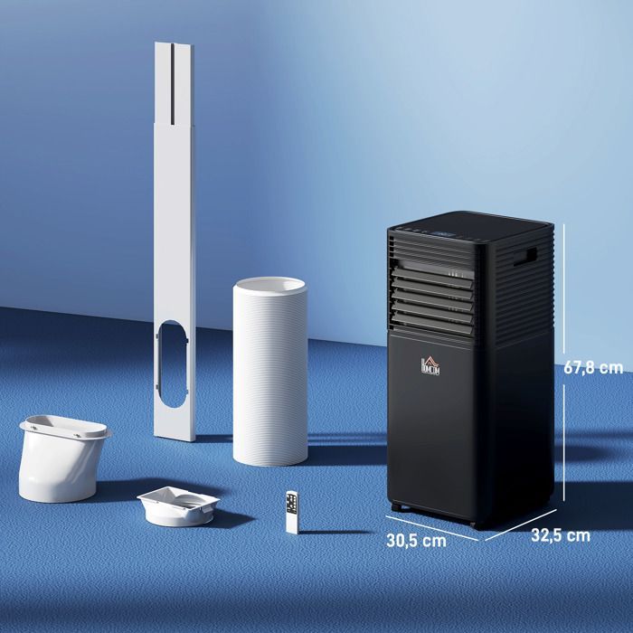 Bærbart klimaanlæg - HOMCOM - 7000 BTU - fjernbetjening, 24-timers timer - op til 26 m² - energiklasse A - sort