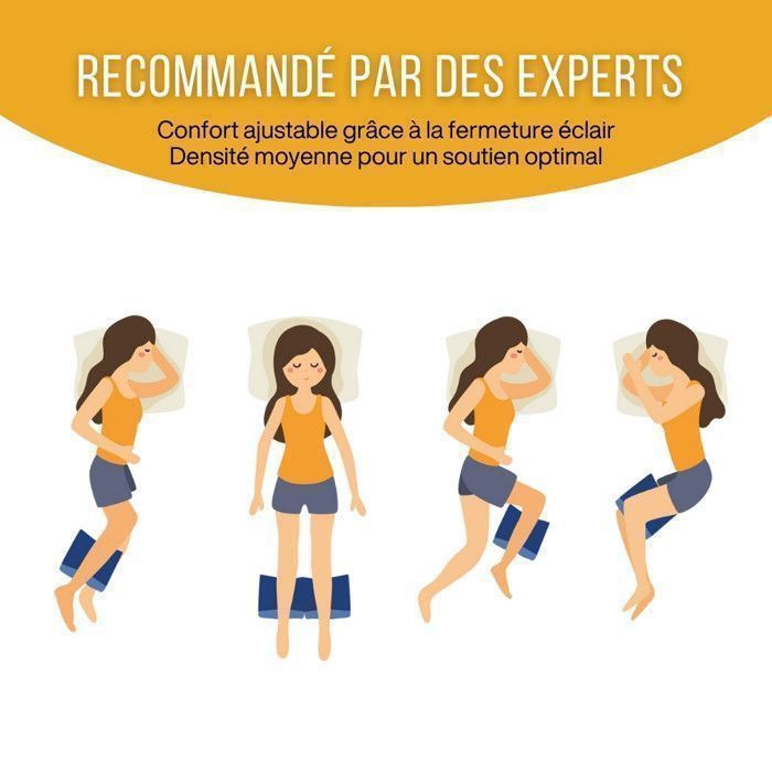 Coussin Ergonomique de Genoux pour Dormir - Oreiller Orthopédique - Mémoire de Forme Entre les Jambes Anti Douleur 25 x 20 x 17 cm