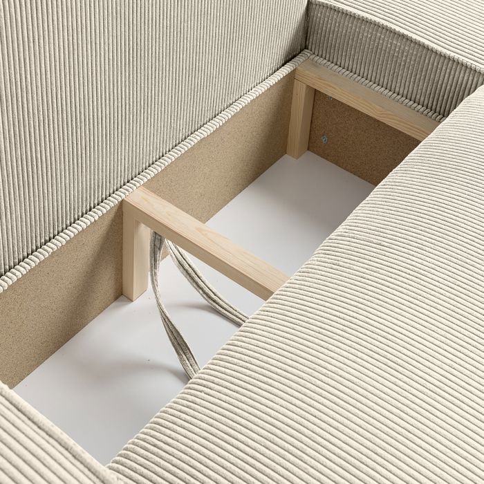 Canapé d'angle LISA convertible réversible coffre velours côtelé beige