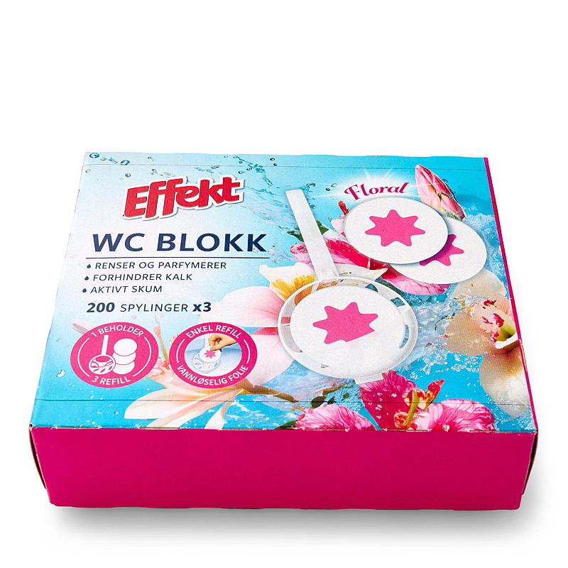 Effekt WC-block 3-pack, Blommigt tryck, Enkel att ta med, Effekt