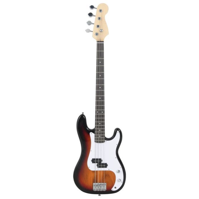 Bajo eléctrico para principiantes, funda marrón y blanca, talla 4.46.