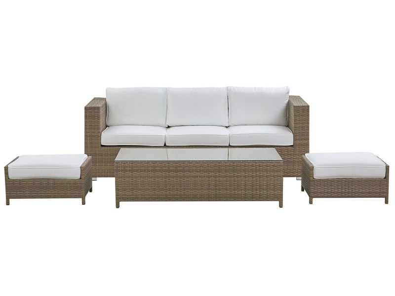 Zestaw mebli ogrodowych 3os rattan biały
