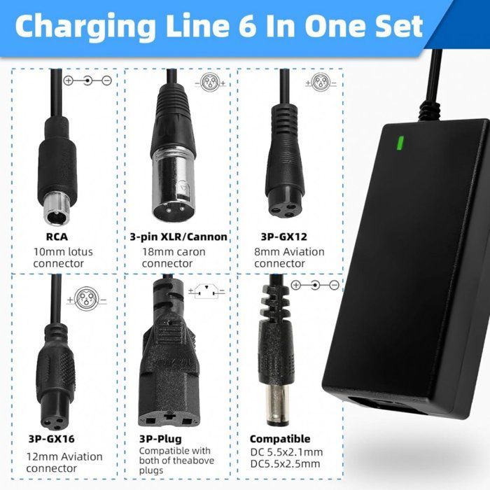 Cargador universal para patinetes eléctricos de 36V/42V 2A, compatible con hoverboards, triciclos de derrape y Xiaomi Mijia M365.