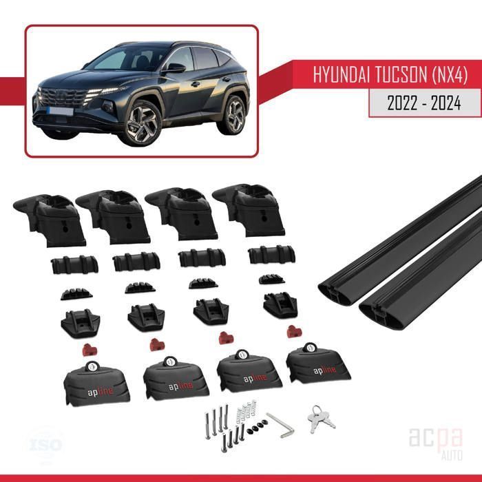 Barras de techo ACE-2 compatibles con Hyundai TUCSON (NX4) 2022-2025, portaequipajes de techo para coche, color negro.