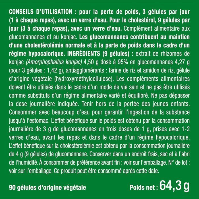 PURE KONJAC • 95% glucomannan - capsule • Appetite suppressant • Detox • Slimming food supplement