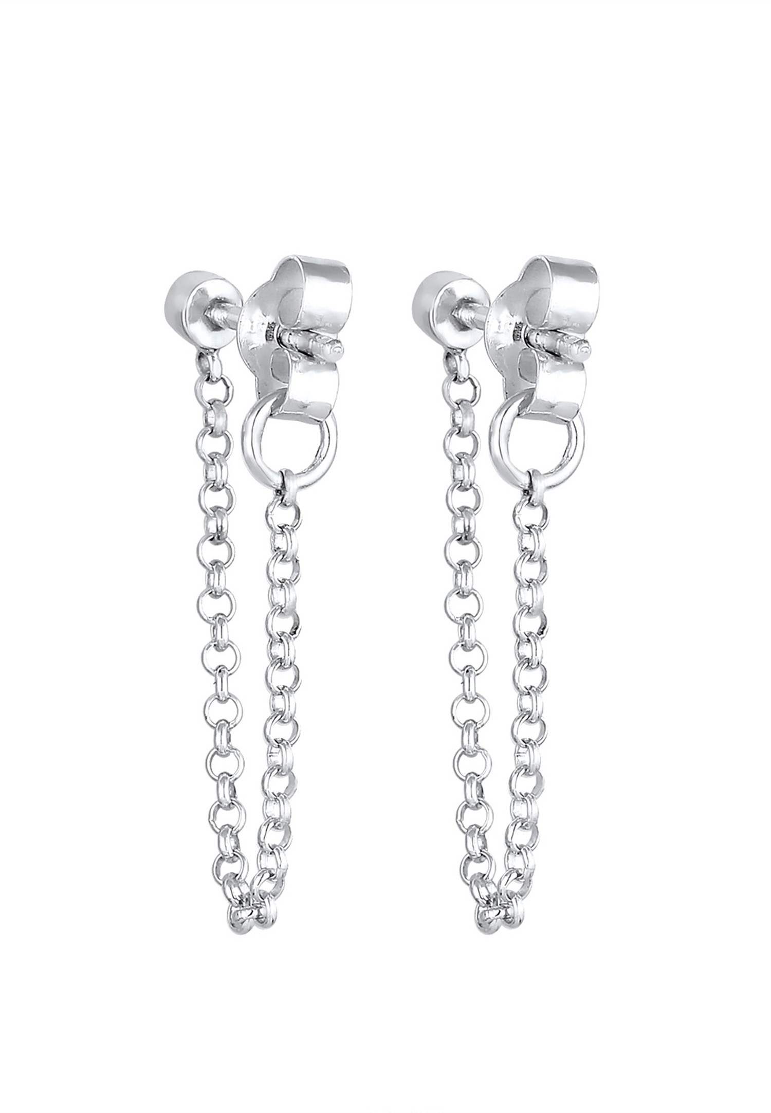 Elli Femmes clous d'oreilles chaîne tendance géo avec cristal en argent sterling 925