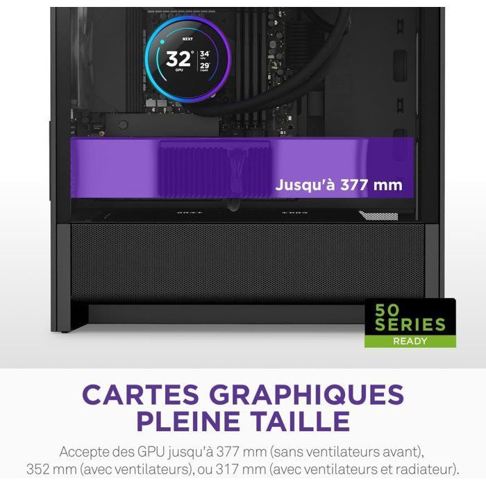 Case mid-tower Micro-ATX - NZXT - CC-H31FB-01 - H3 Flow - Flusso d'aria eccezionale - Nero - GPU di grande formato