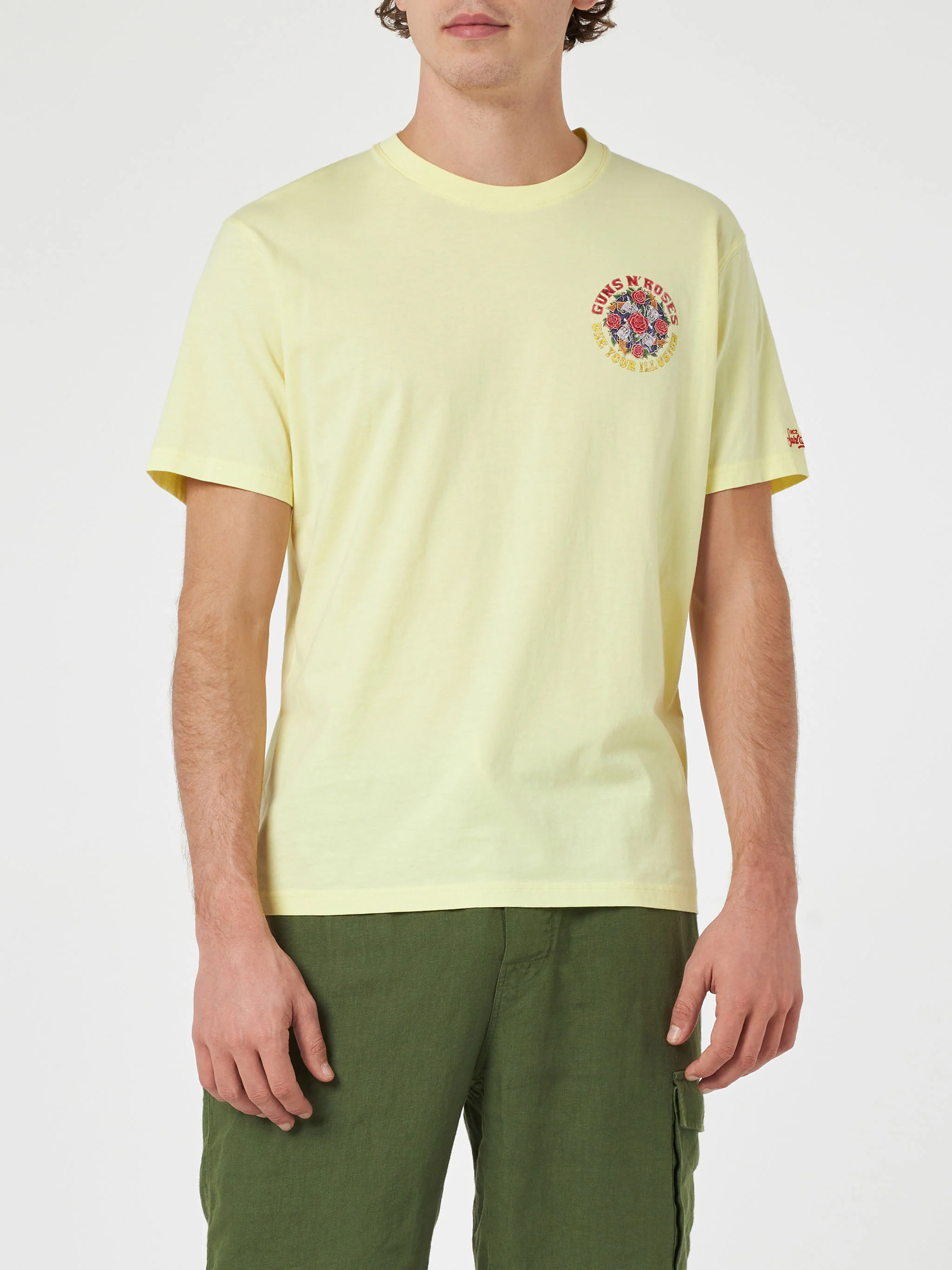 Heren katoenen T-shirt met Guns n' Roses-print op de voorkant.