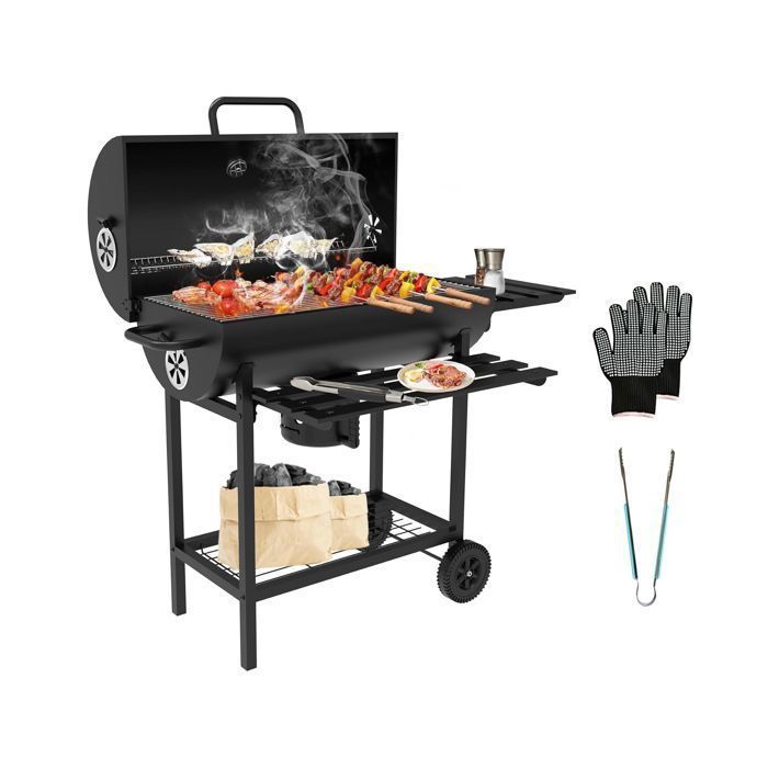 Barbecue à charbon - TUNCCO - Gants Anti-BrûLures, ThermomèTre,Tiroir à Cendres, éVent RéGlable
