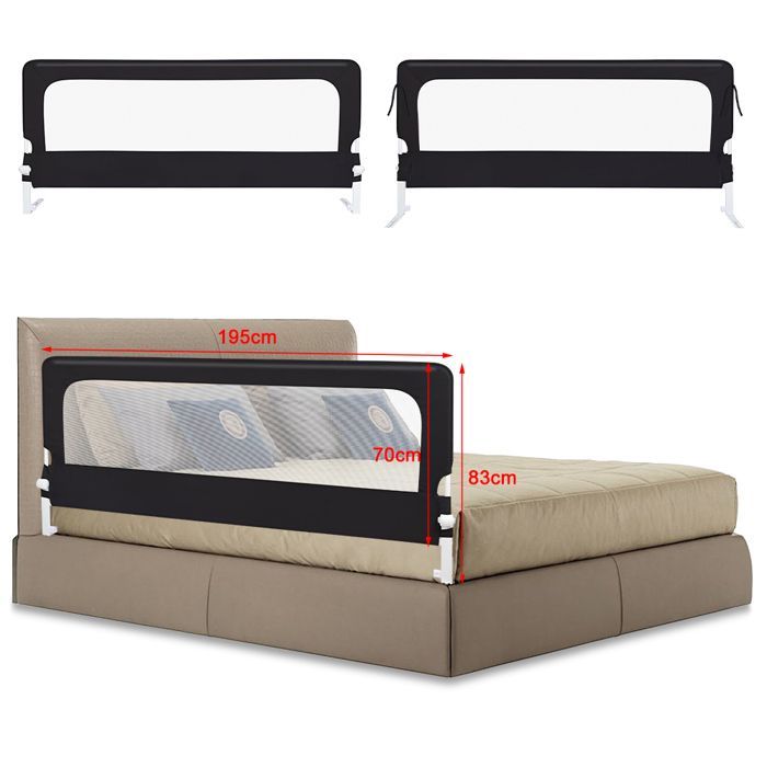 Barrière de lit bébé, QUIIENCLEE, barrière de sécurité en tissu Oxford, noire, sans formaldéhyde, sans odeur